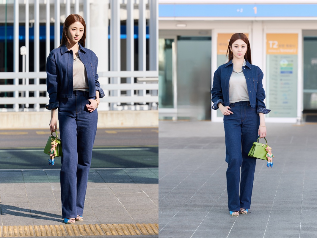 [공항패션] 르세라핌 허윤진, 세련된 데님 레이어드 룩 28-Image